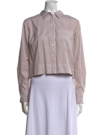 Veronica Beard Striped Mock Neck Crop Top