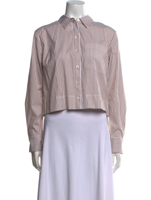 Veronica Beard Striped Mock Neck Crop Top