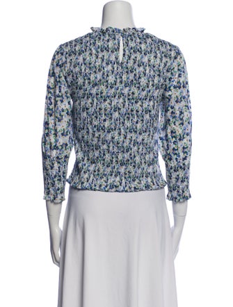 Veronica Beard Floral Print Mock Neck Blouse