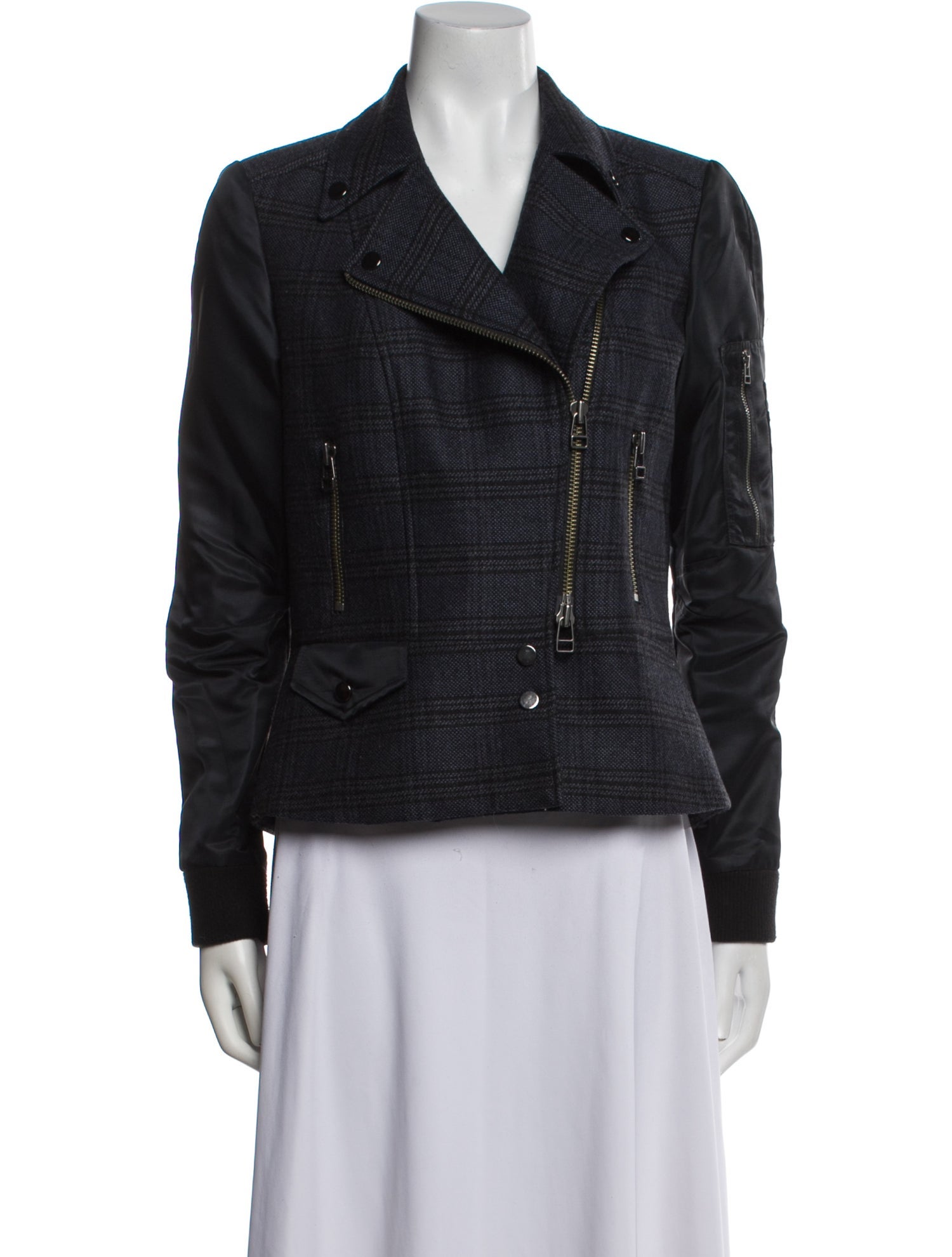 Veronica Beard Virgin Wool Plaid Print Jacket