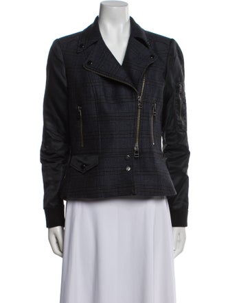 Veronica Beard Virgin Wool Plaid Print Jacket