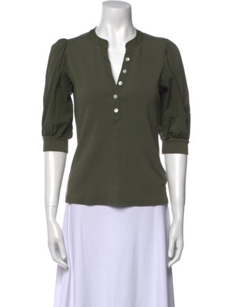 Veronica Beard V-Neck Three-Quarter Sleeve Polo