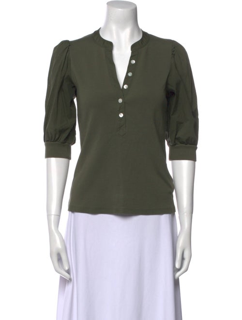 Veronica Beard V-Neck Three-Quarter Sleeve Polo