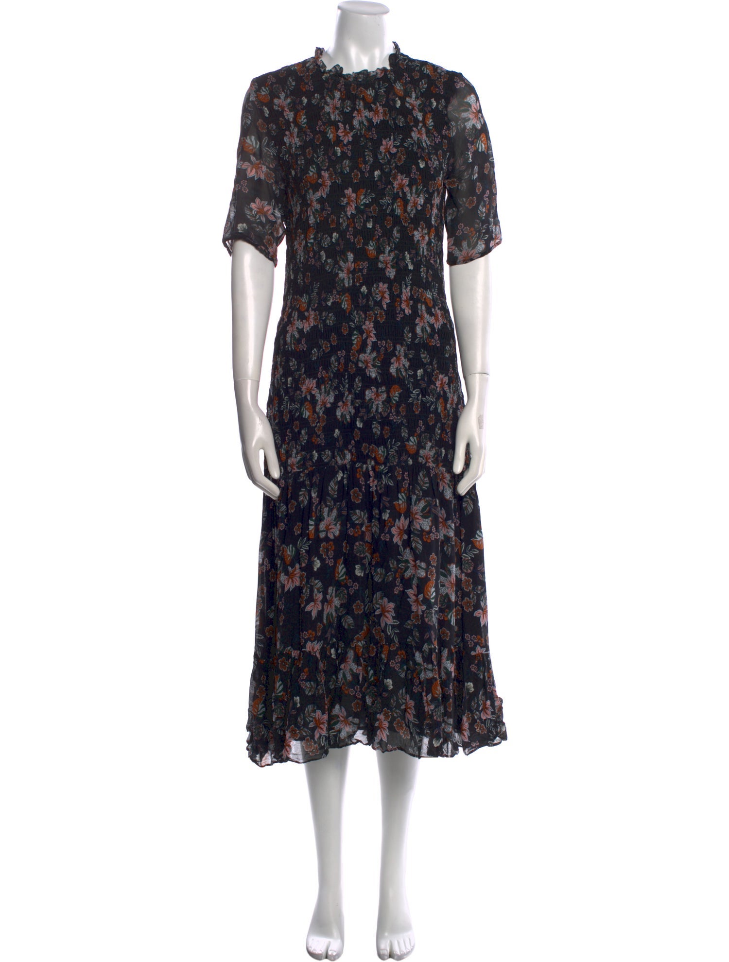 Veronica Beard Floral Print Midi Length Dress