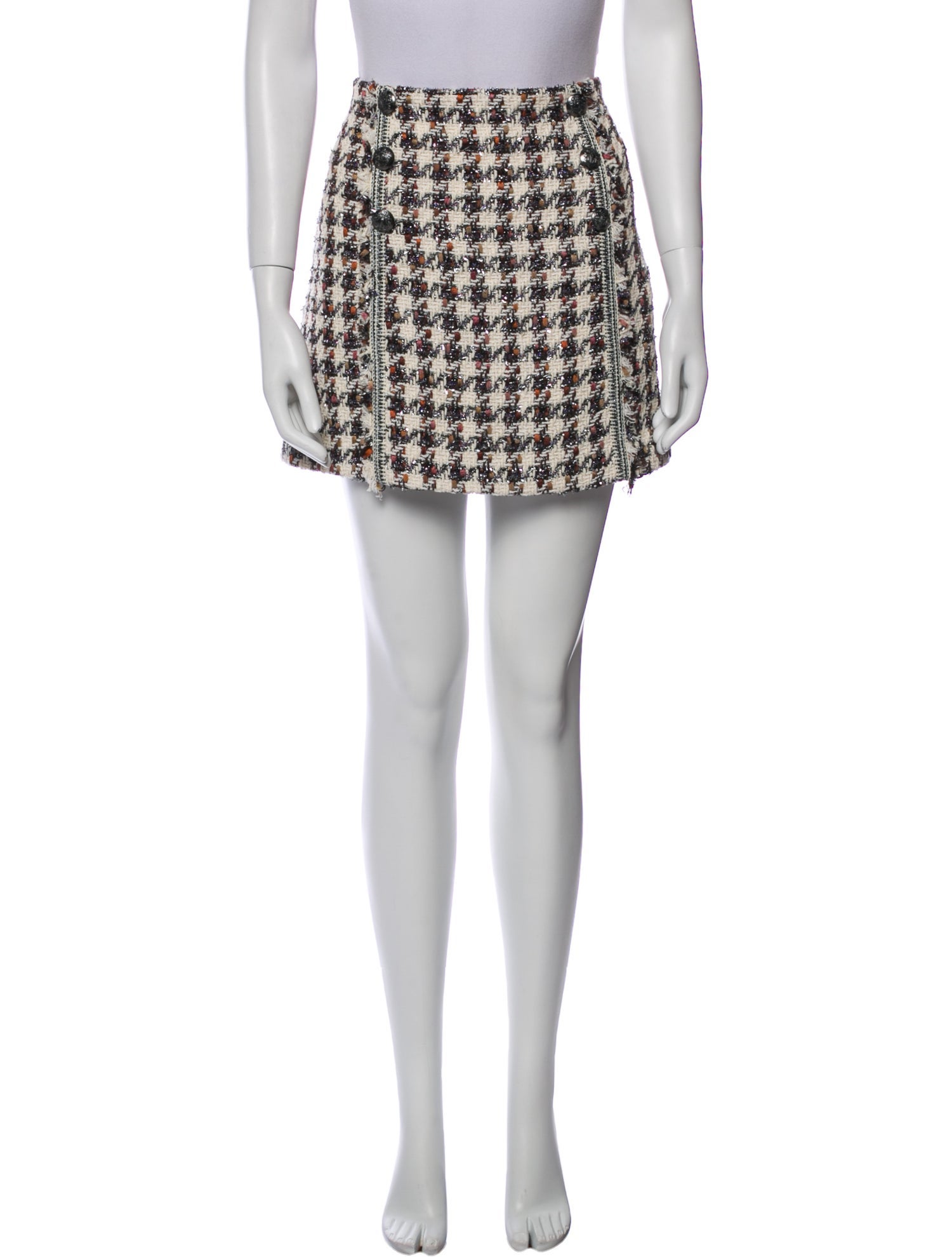 Veronica Beard Houndstooth Print Mini Skirt