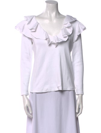 Veronica Beard V-Neck Long Sleeve Blouse