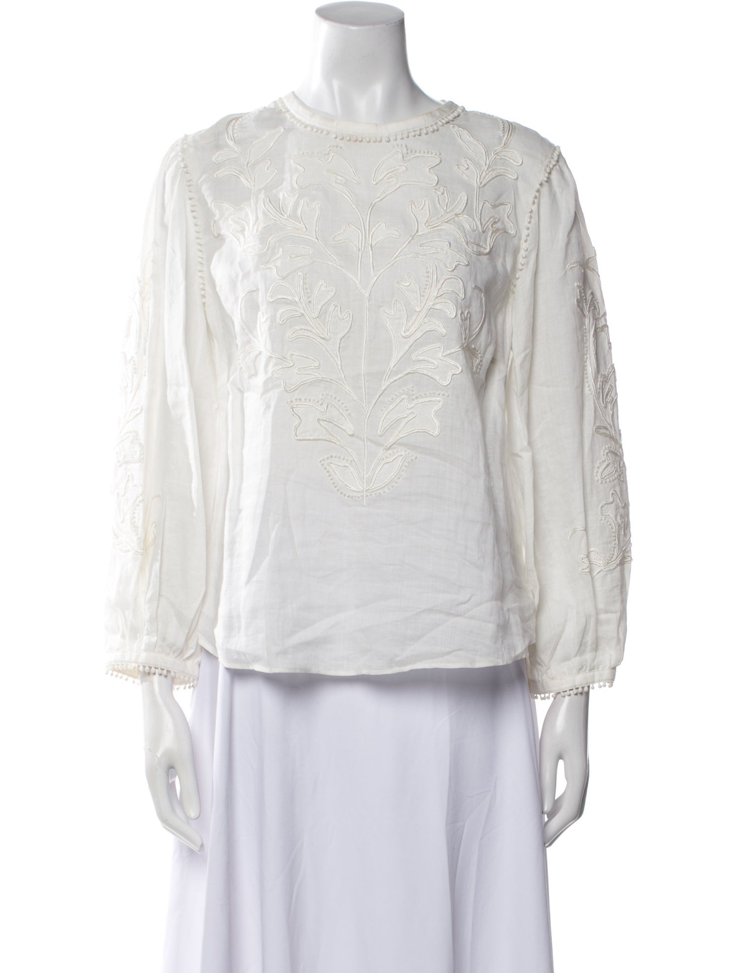 Veronica Beard Crew Neck Three-Quarter Sleeve Blouse