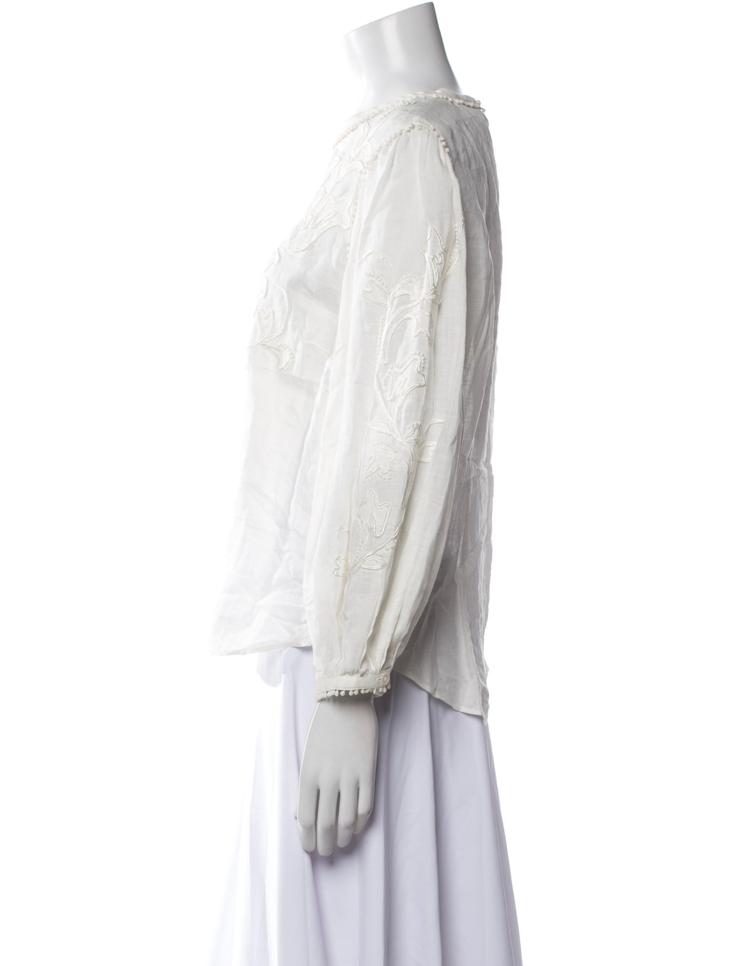 Veronica Beard Crew Neck Three-Quarter Sleeve Blouse