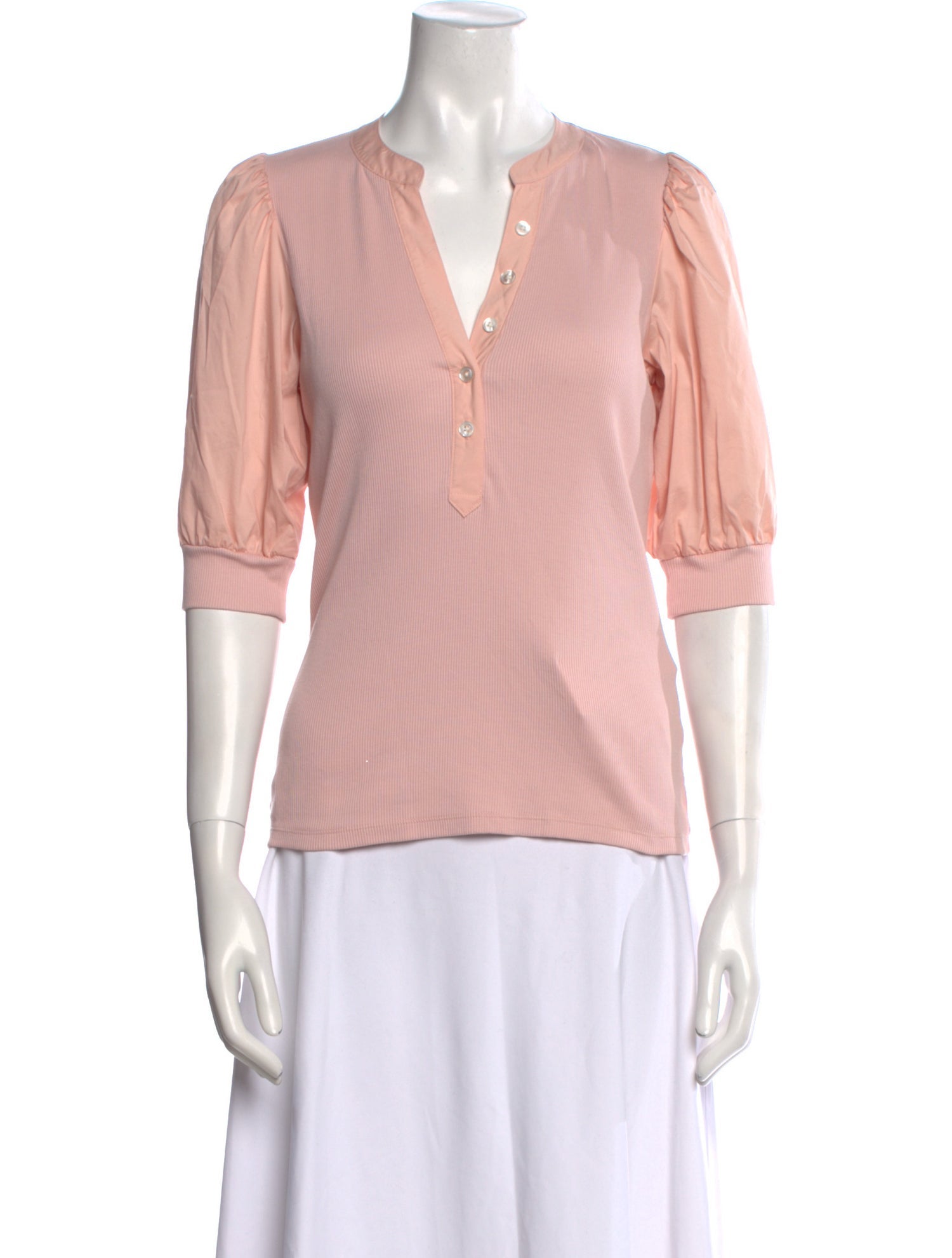 Veronica Beard V-Neck Three-Quarter Sleeve Polo