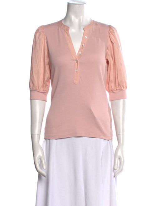 Veronica Beard V-Neck Three-Quarter Sleeve Polo