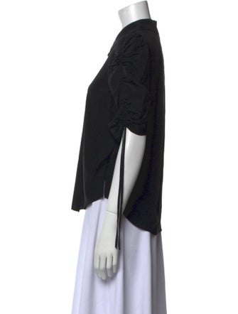 Veronica Beard Silk Short Sleeve Button-Up Top