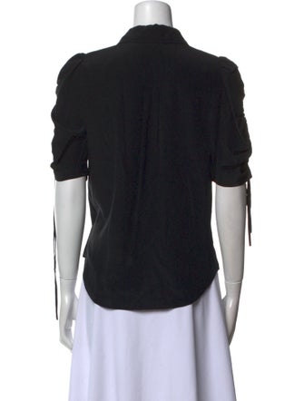 Veronica Beard Silk Short Sleeve Button-Up Top