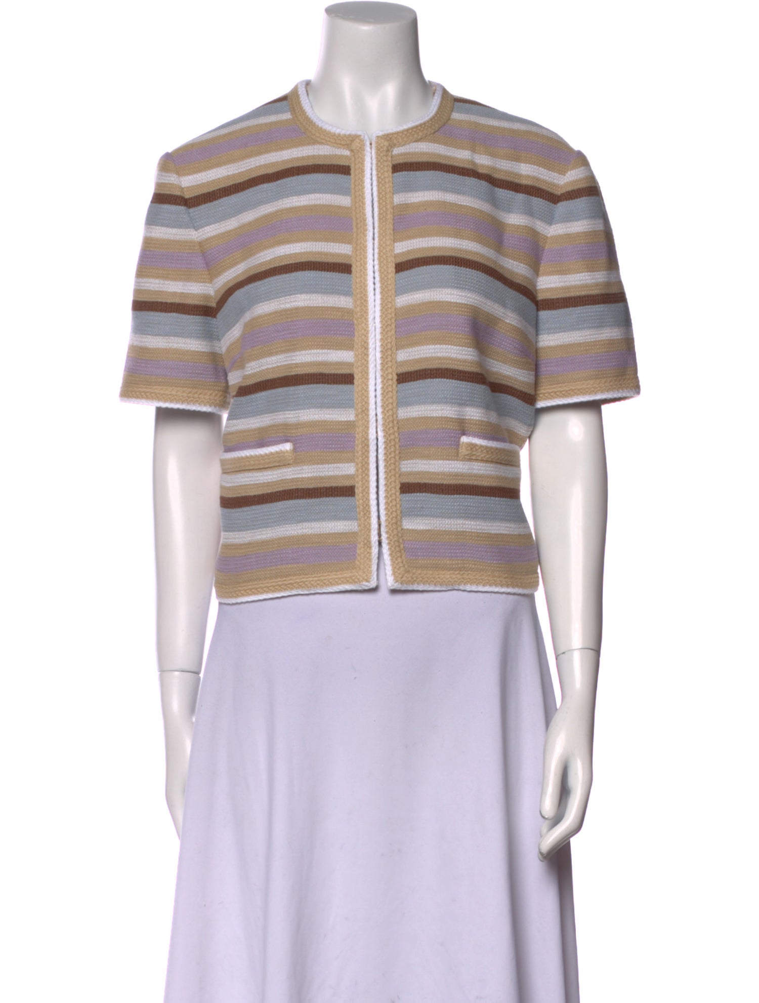 Veronica Beard Striped Crew Neck Crop Top w/ Tags