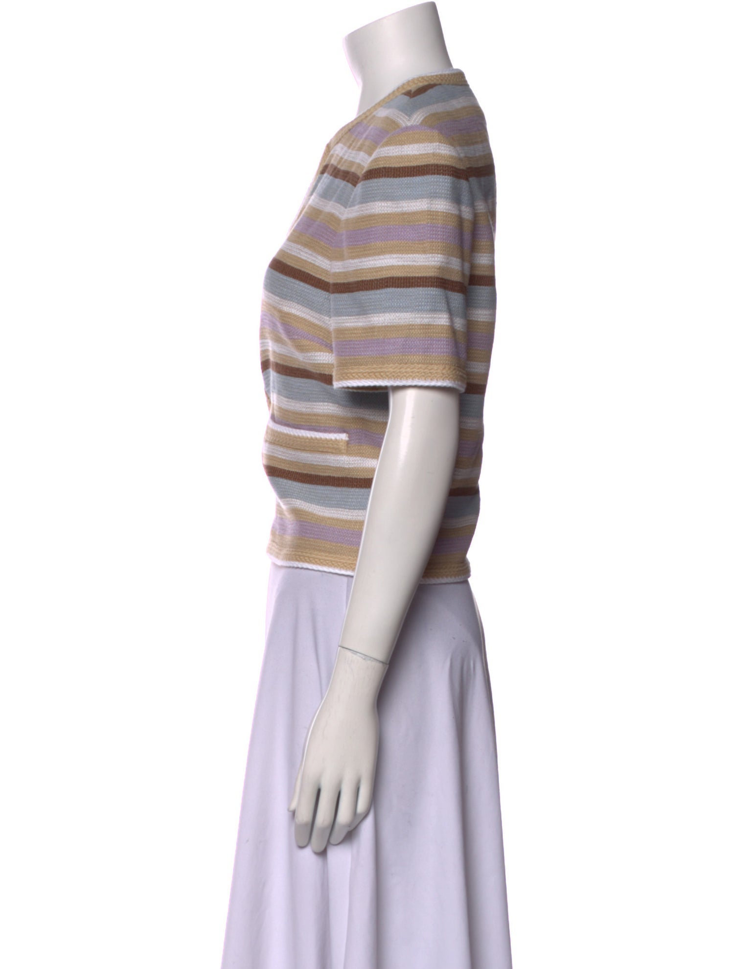 Veronica Beard Striped Crew Neck Crop Top w/ Tags