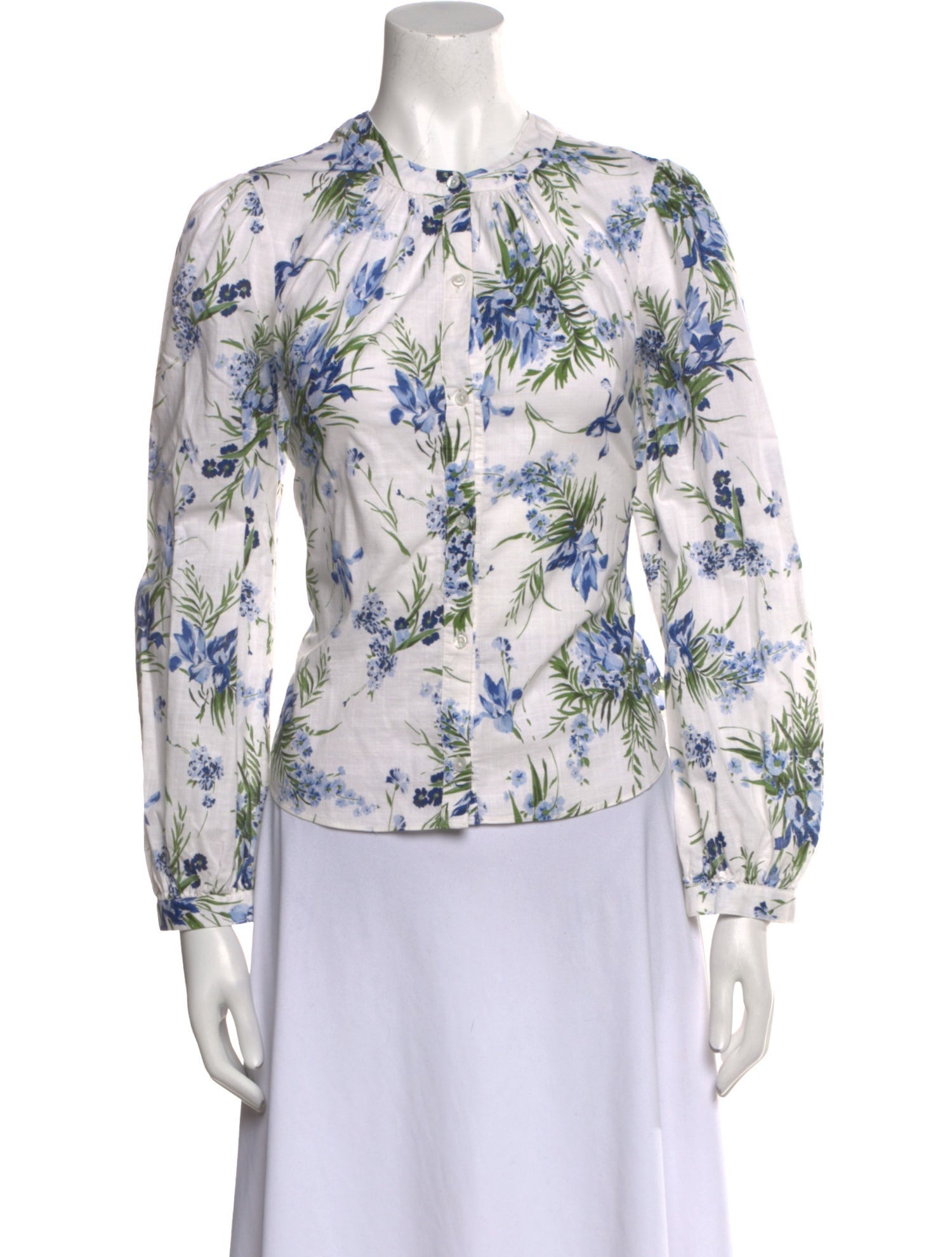 Veronica Beard Floral Print Crew Neck Blouse