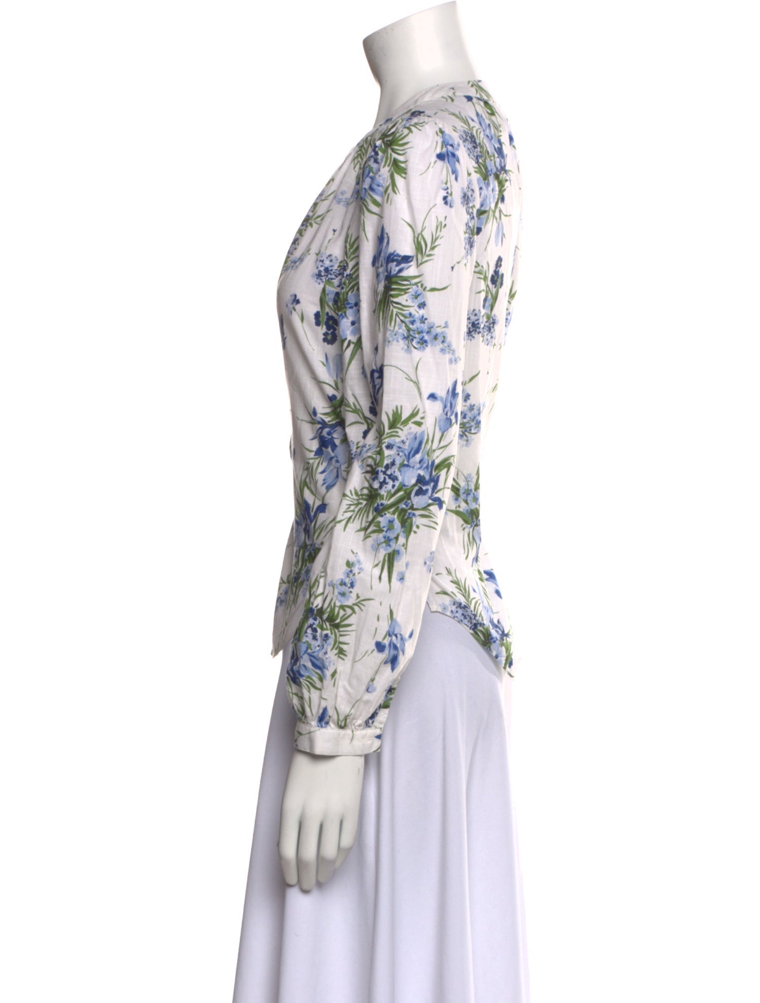 Veronica Beard Floral Print Crew Neck Blouse