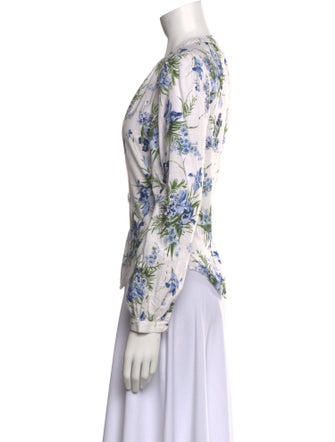 Veronica Beard Floral Print Crew Neck Blouse