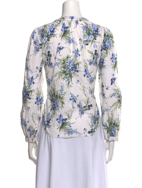 Veronica Beard Floral Print Crew Neck Blouse