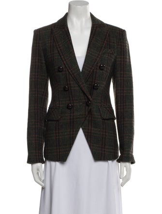 Veronica Beard Virgin Wool Plaid Print Blazer