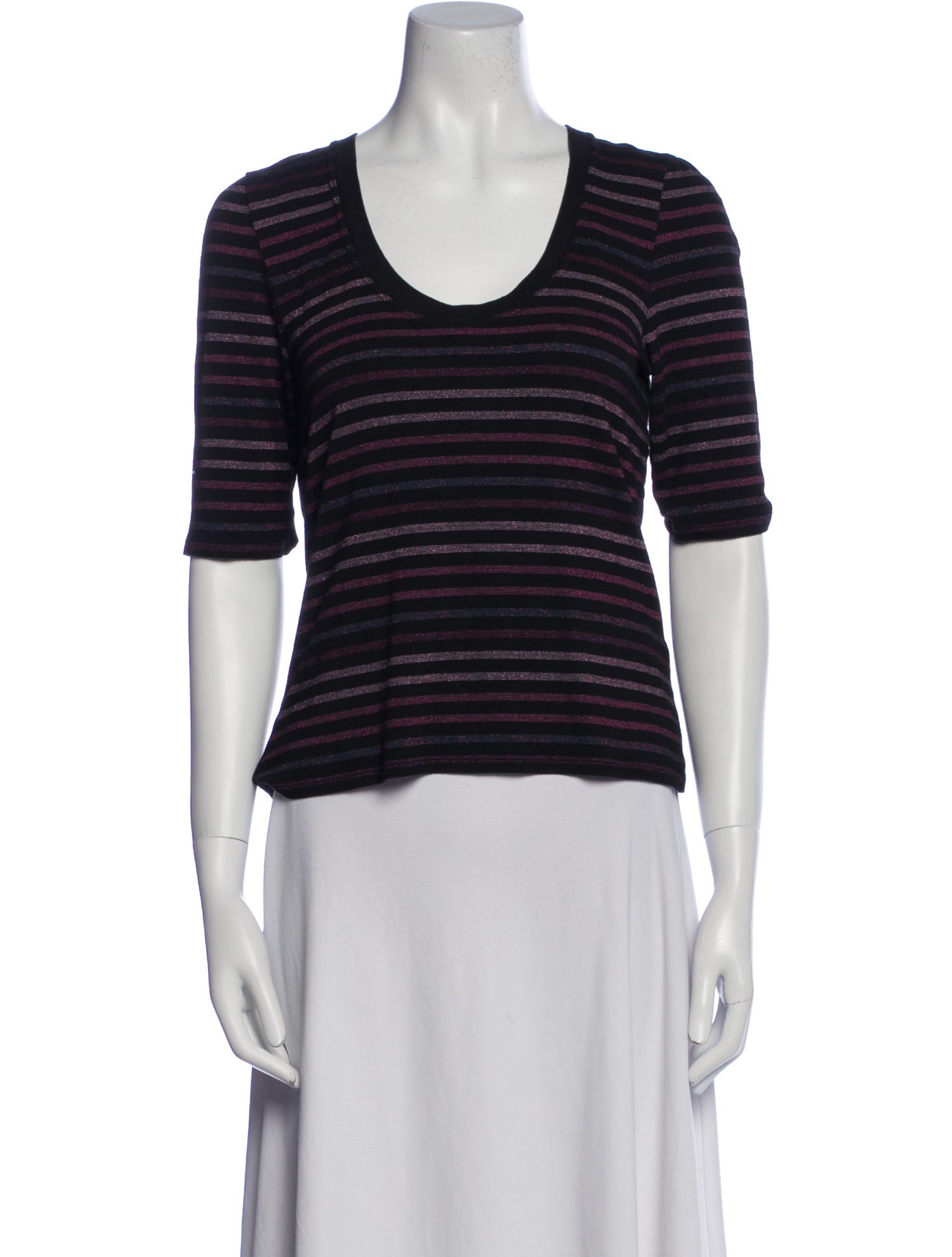 Veronica Beard Striped Scoop Neck T-Shirt
