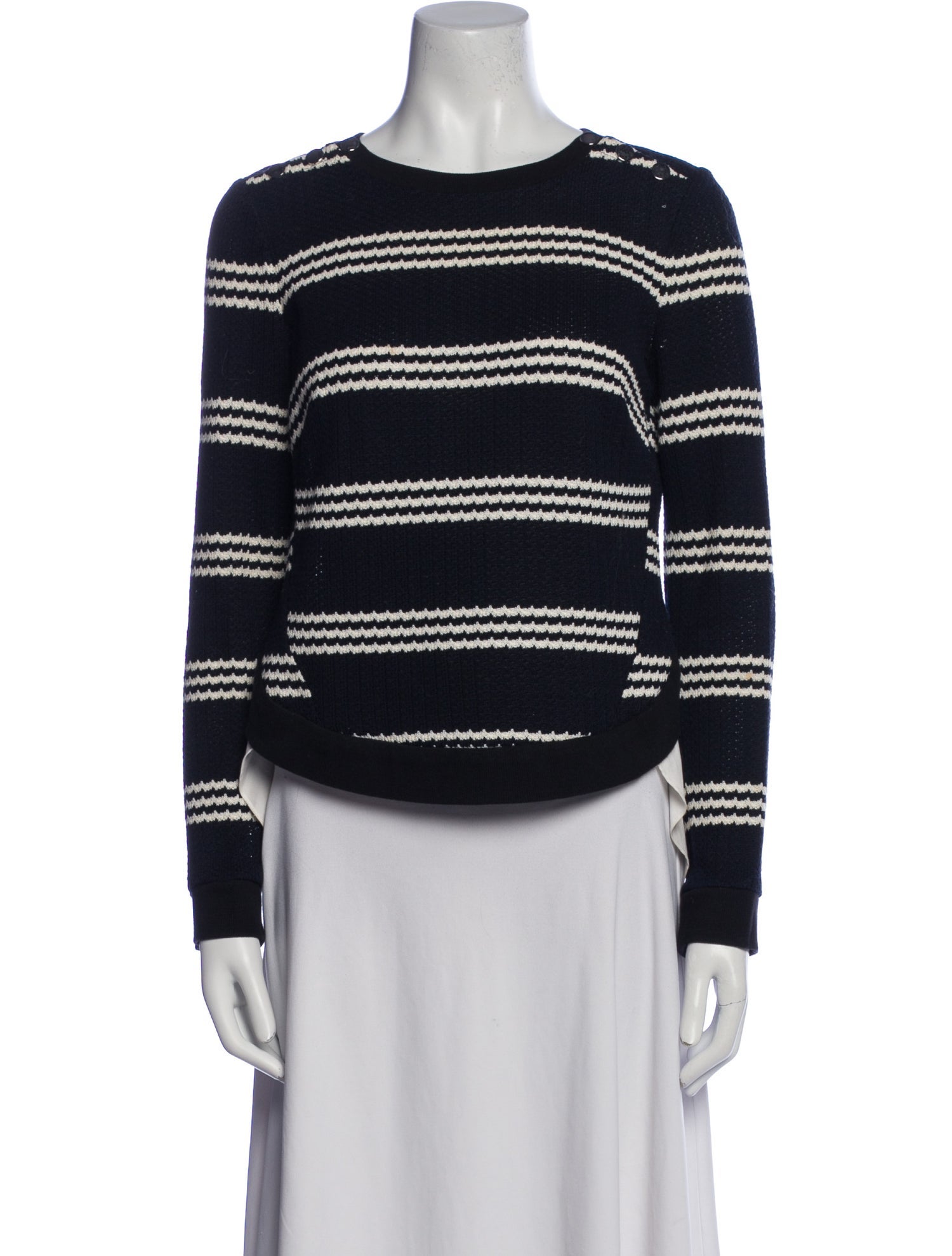 Veronica Beard Striped Crew Neck Top