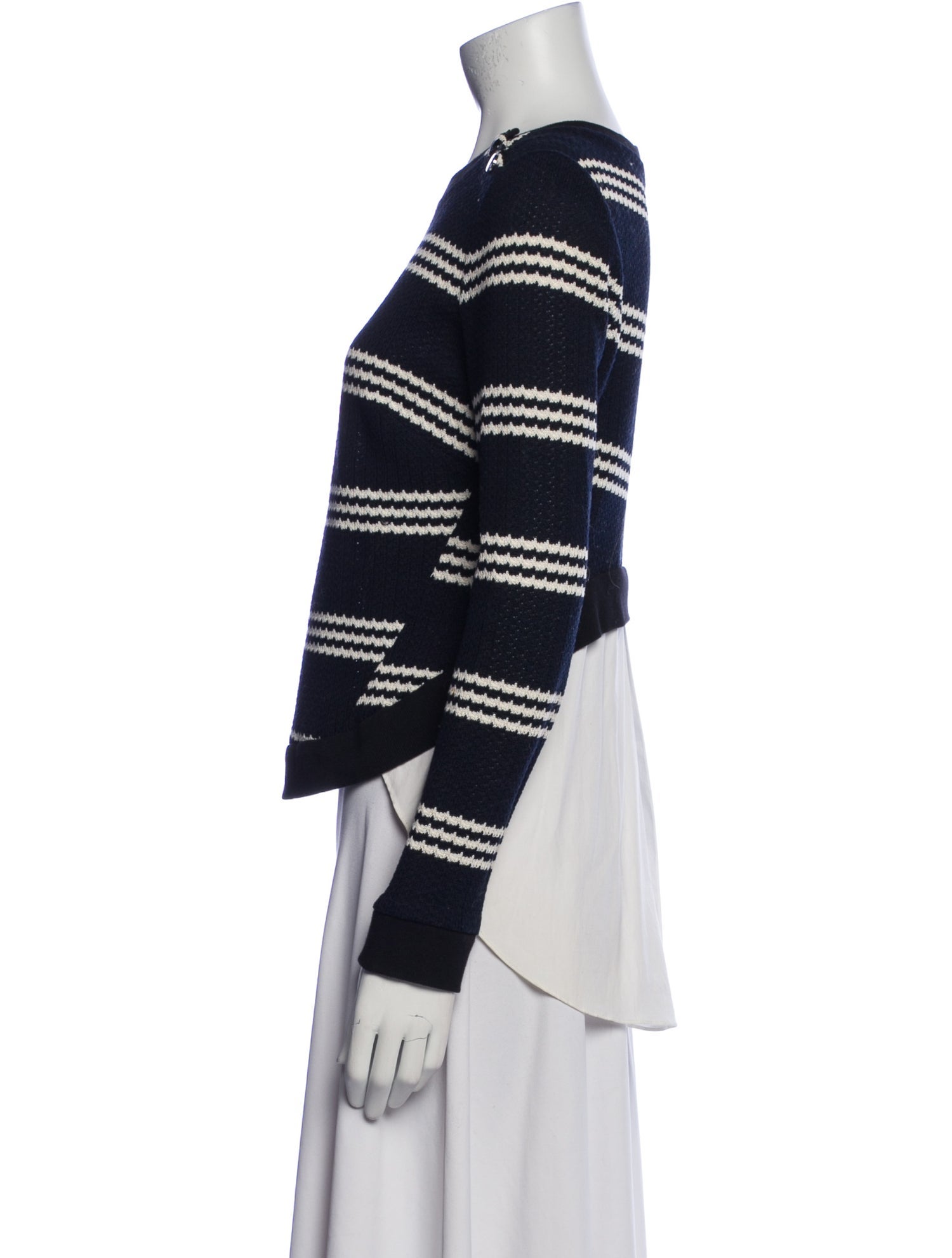 Veronica Beard Striped Crew Neck Top