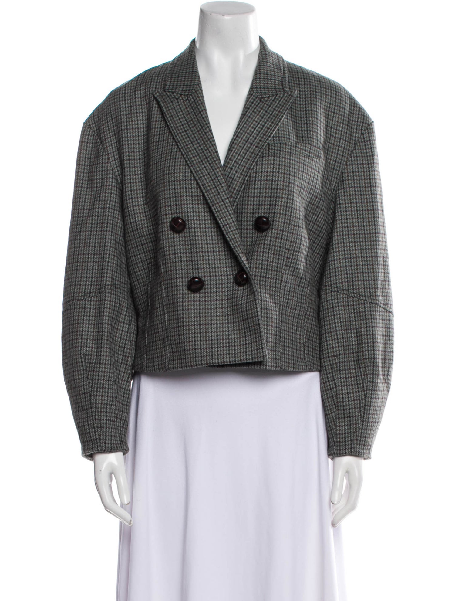 Veronica Beard Wool Plaid Print Blazer