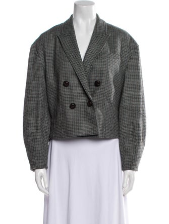 Veronica Beard Wool Plaid Print Blazer