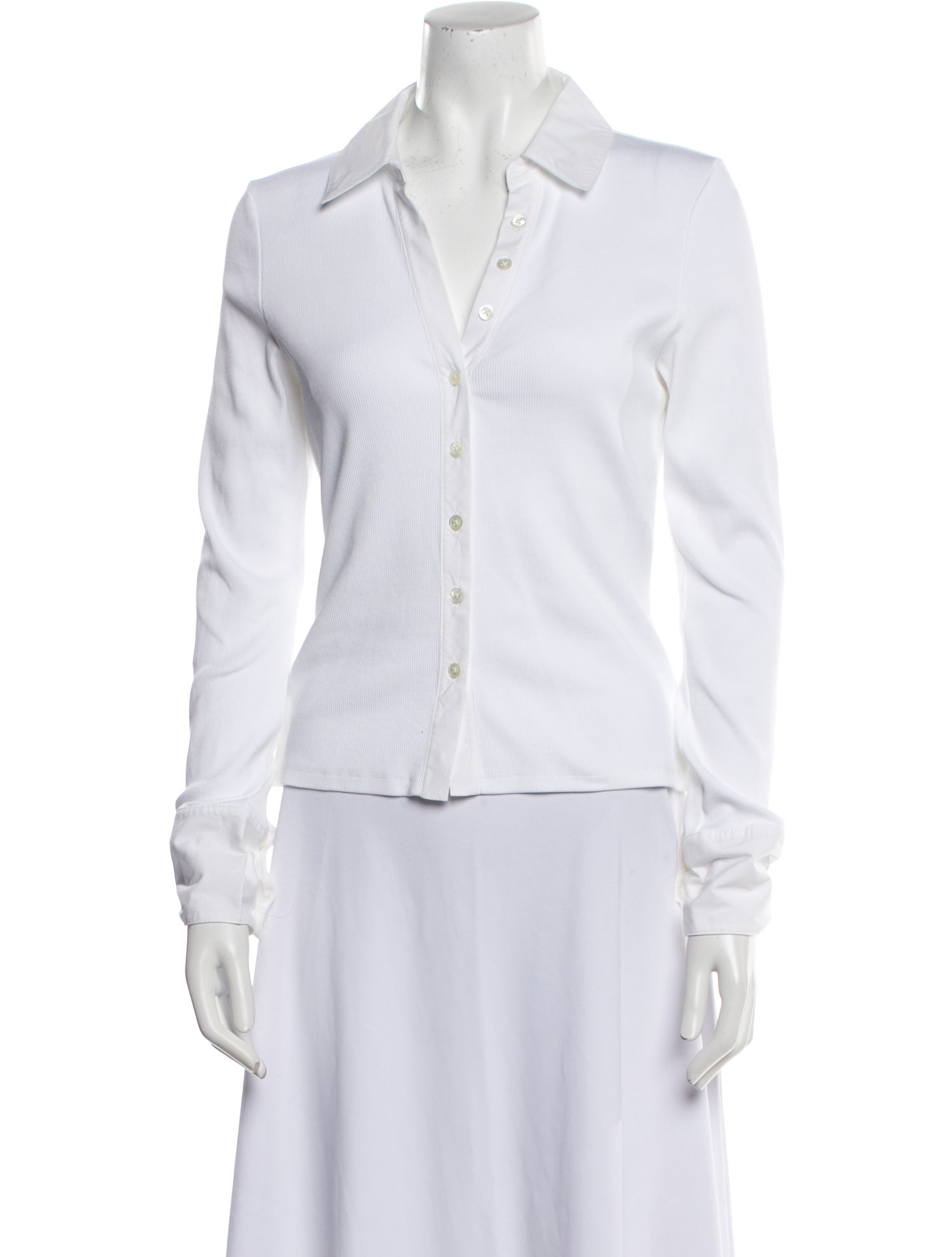 Veronica Beard Supima Cotton Long Sleeve Button-Up Top
