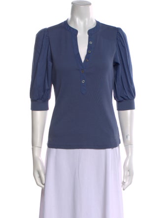 Veronica Beard V-Neck Three-Quarter Sleeve Polo