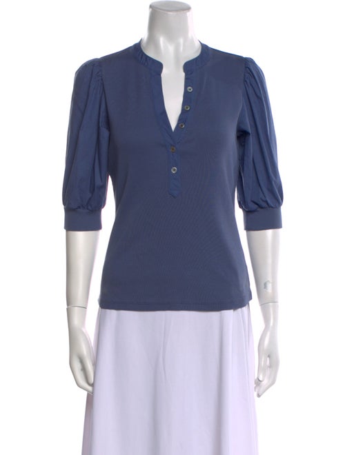 Veronica Beard V-Neck Three-Quarter Sleeve Polo