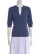 Veronica Beard V-Neck Three-Quarter Sleeve Polo
