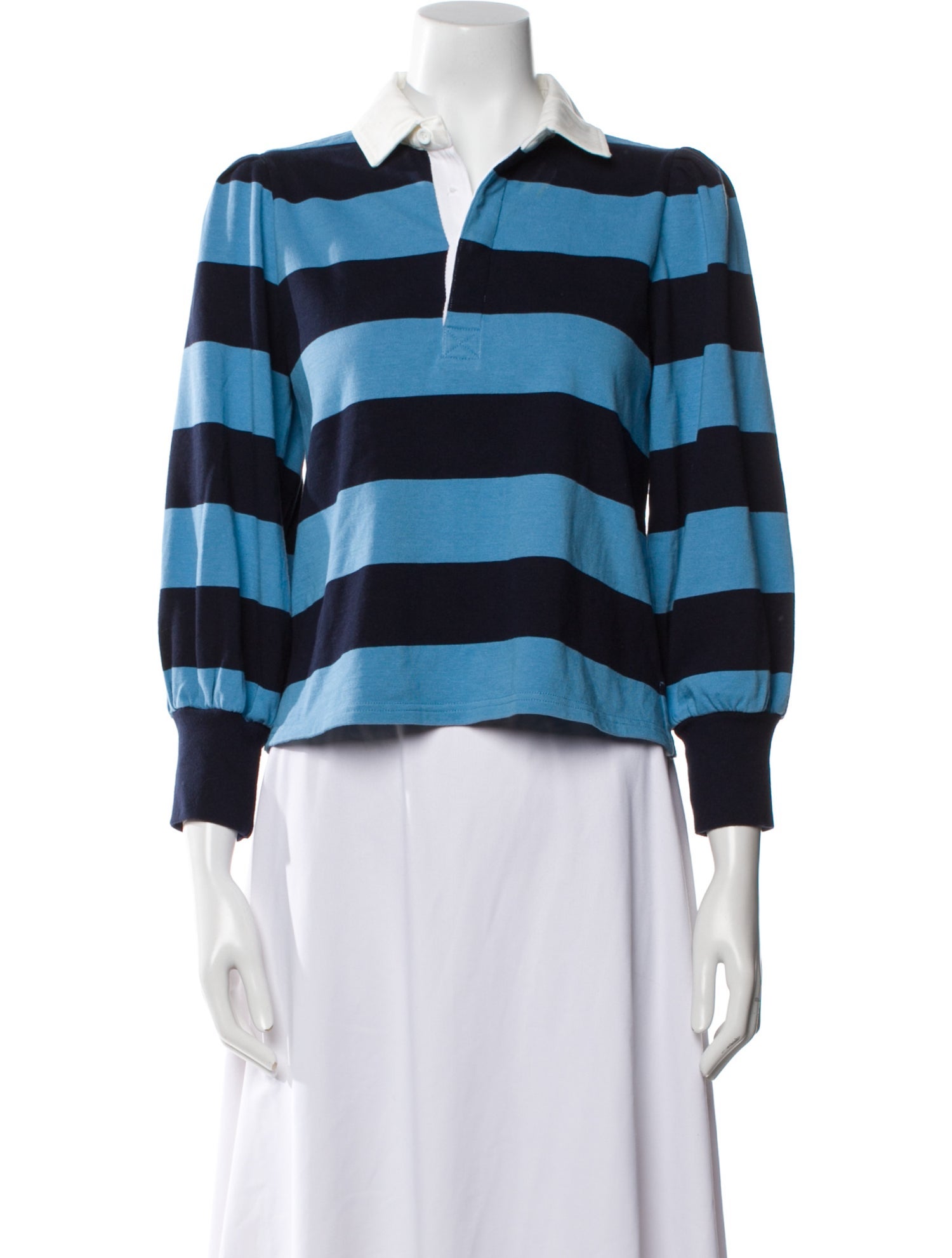 Veronica Beard Striped Three-Quarter Sleeve Crop Top
