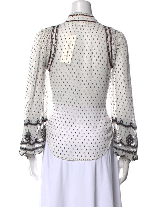 Veronica Beard Printed Mock Neck Button-Up Top