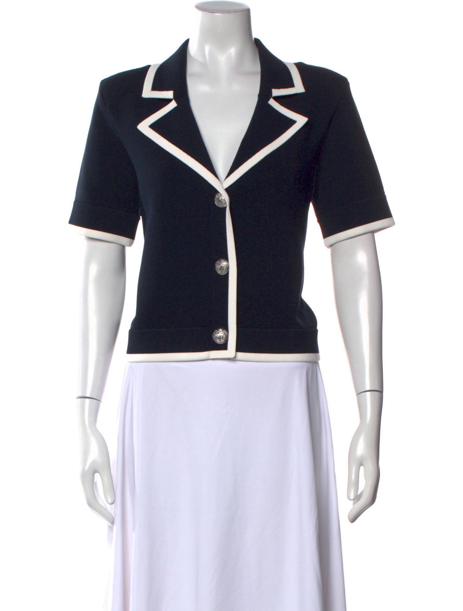 Veronica Beard Printed Short Sleeve Crop Top