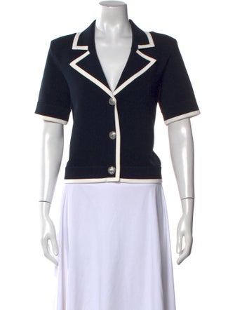 Veronica Beard Printed Short Sleeve Crop Top