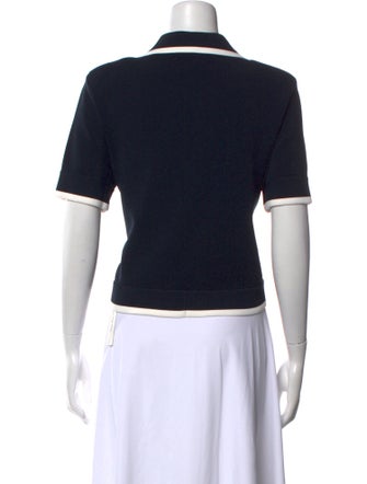 Veronica Beard Printed Short Sleeve Crop Top