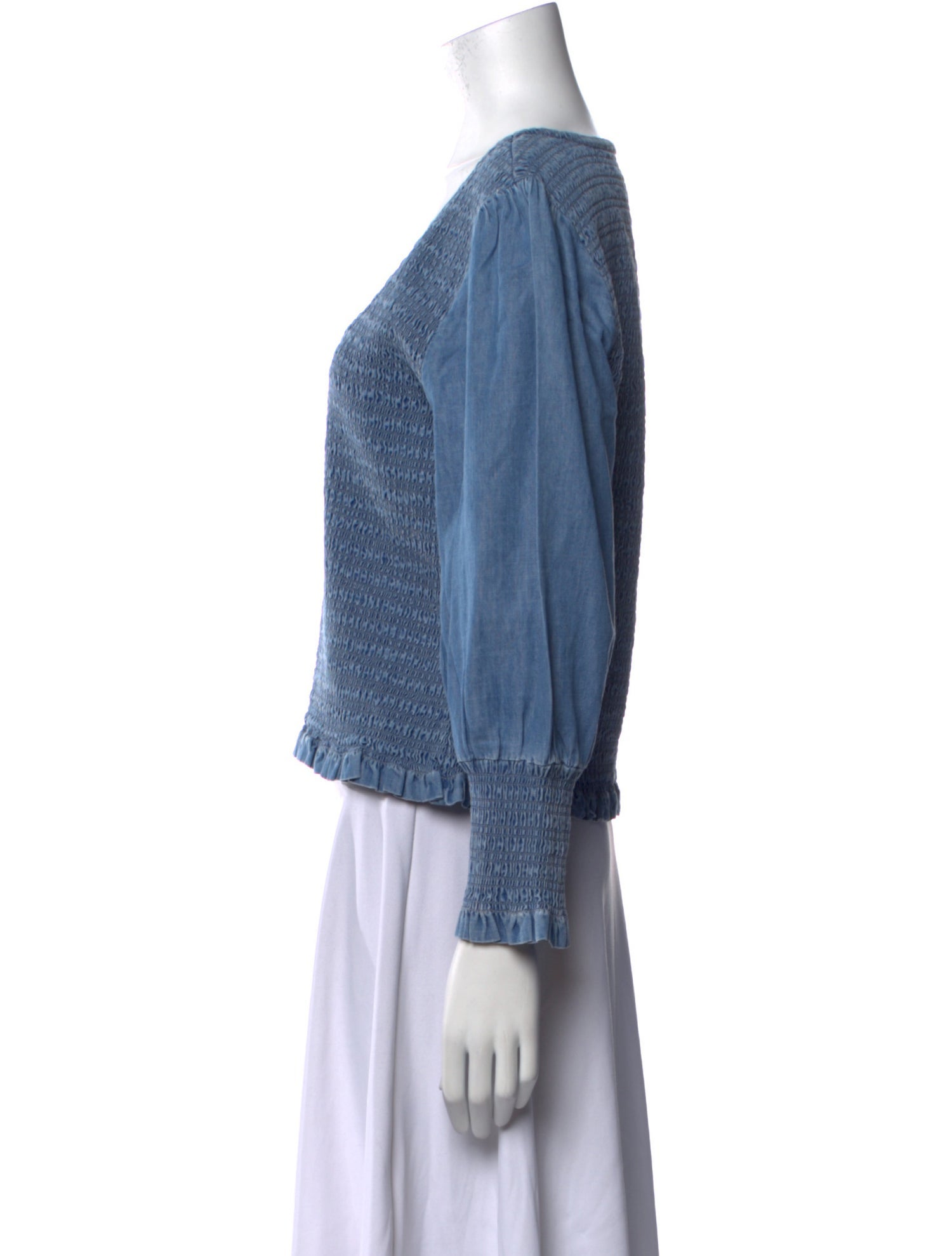 Veronica Beard Scoop Neck Long Sleeve Crop Top w/ Tags