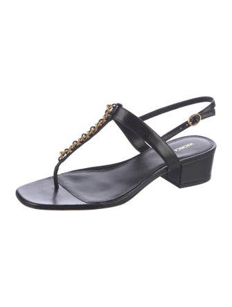 Veronica Beard Leather T-Strap Sandals