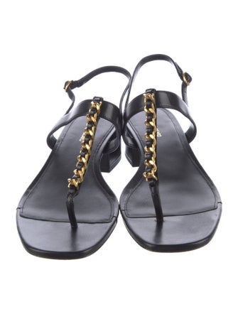 Veronica Beard Leather T-Strap Sandals