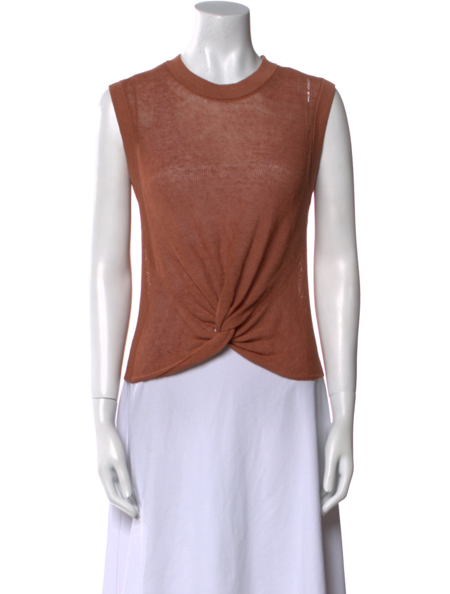 Veronica Beard Linen Crew Neck Crop Top