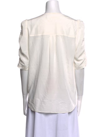 Veronica Beard Silk V-Neck Button-Up Top