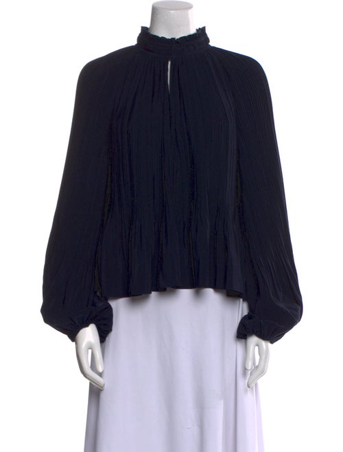 Veronica Beard Mock Neck Long Sleeve Blouse