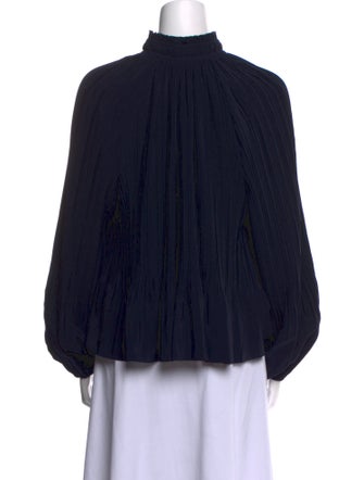 Veronica Beard Mock Neck Long Sleeve Blouse