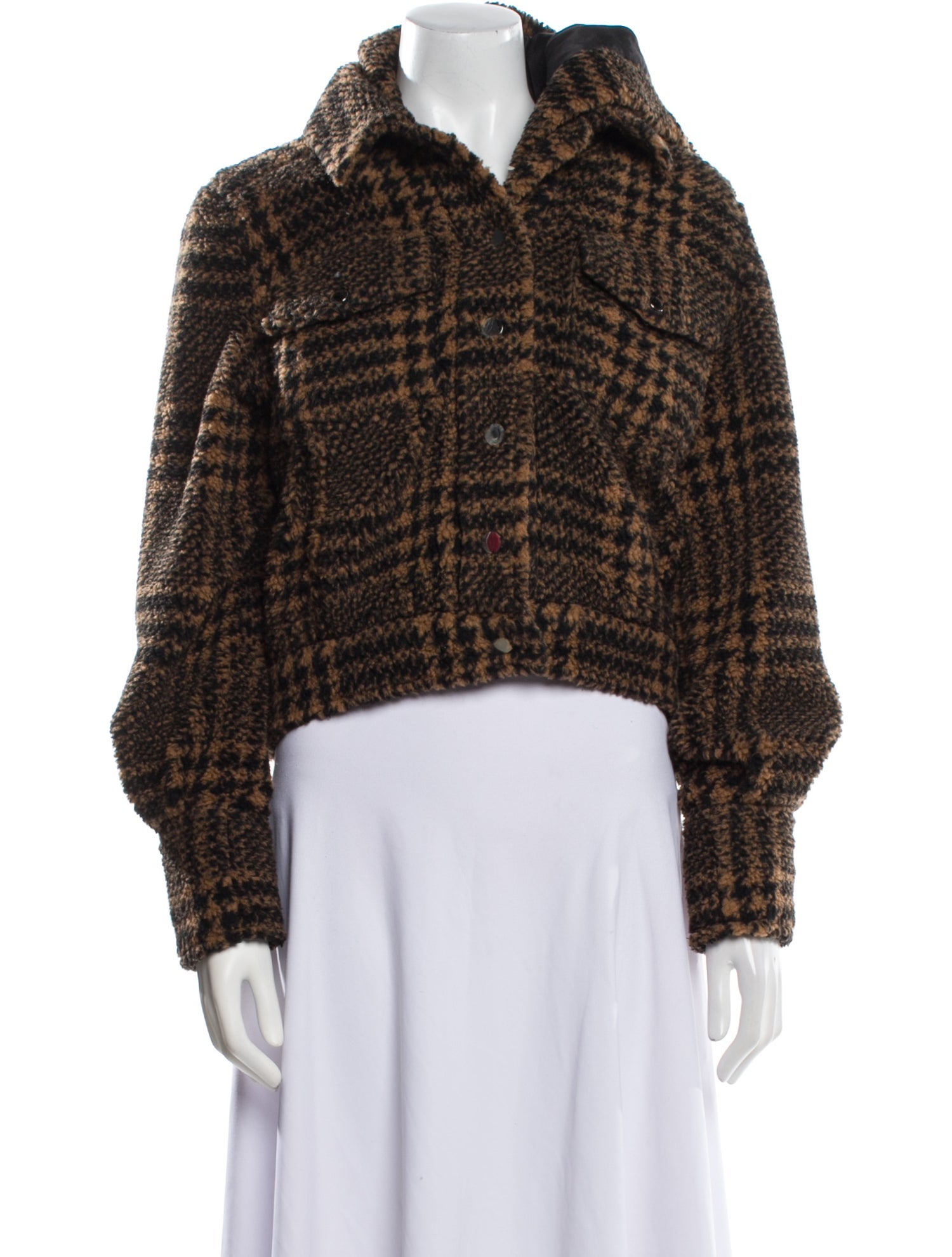 Veronica Beard Faux Fur Houndstooth Print Faux Fur Jacket