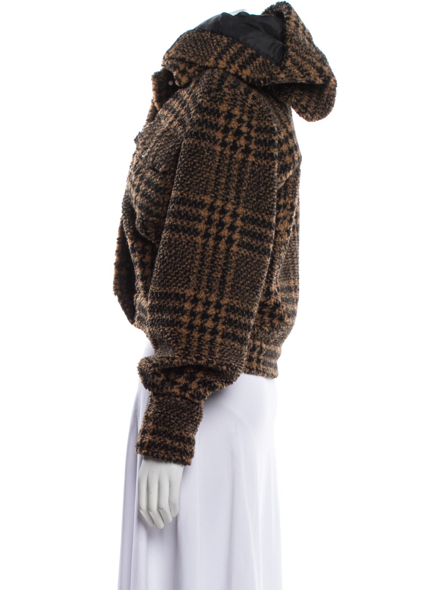 Veronica Beard Faux Fur Houndstooth Print Faux Fur Jacket