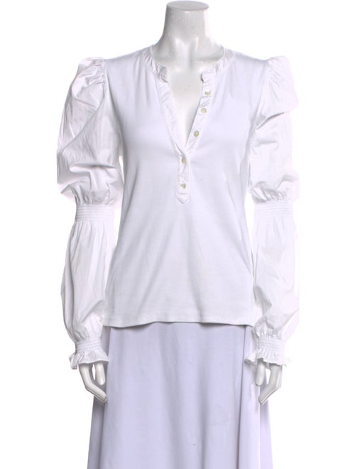 Veronica Beard V-Neck Long Sleeve Blouse