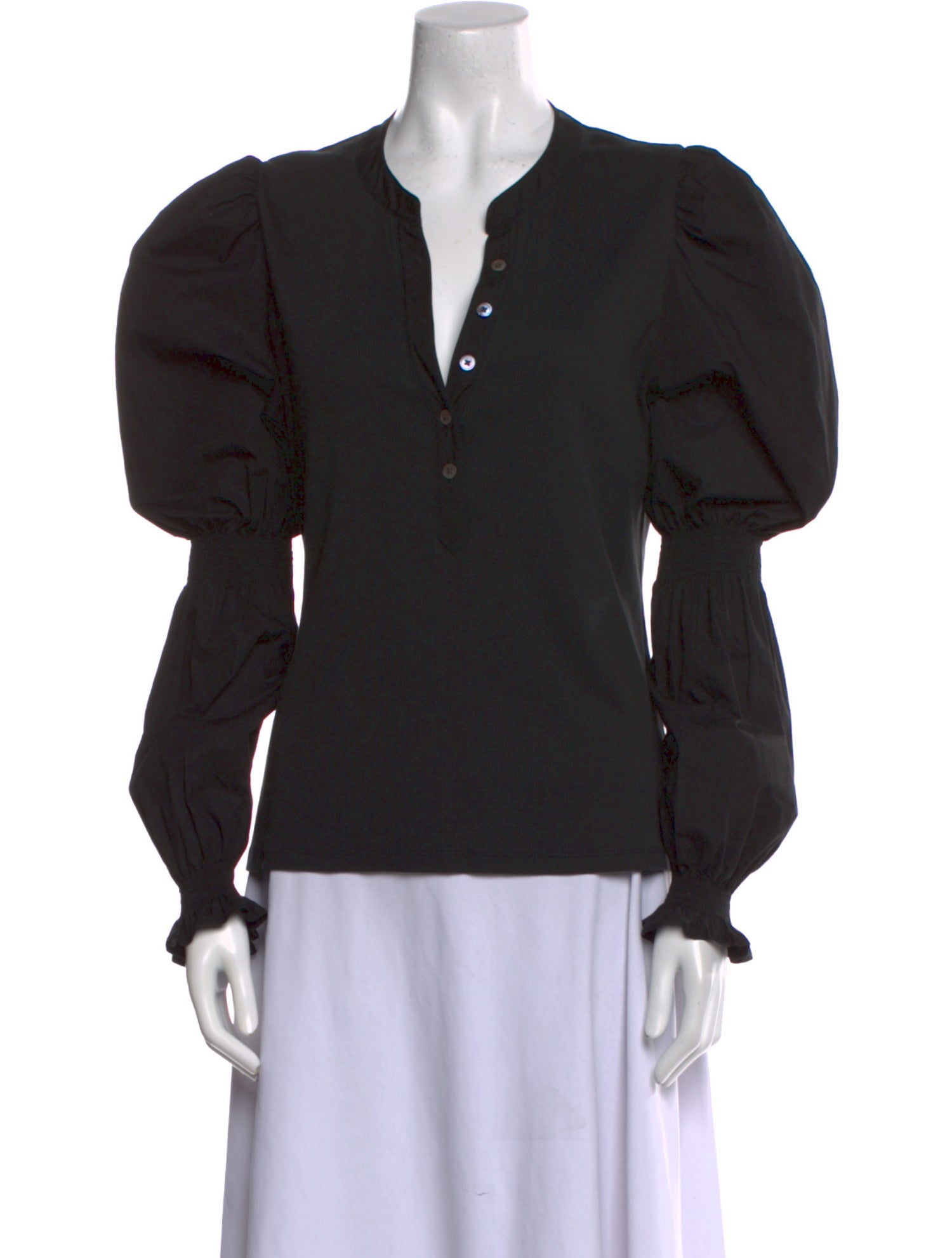 Veronica Beard V-Neck Long Sleeve Polo