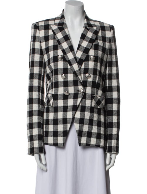 Veronica Beard Linen Plaid Print Blazer
