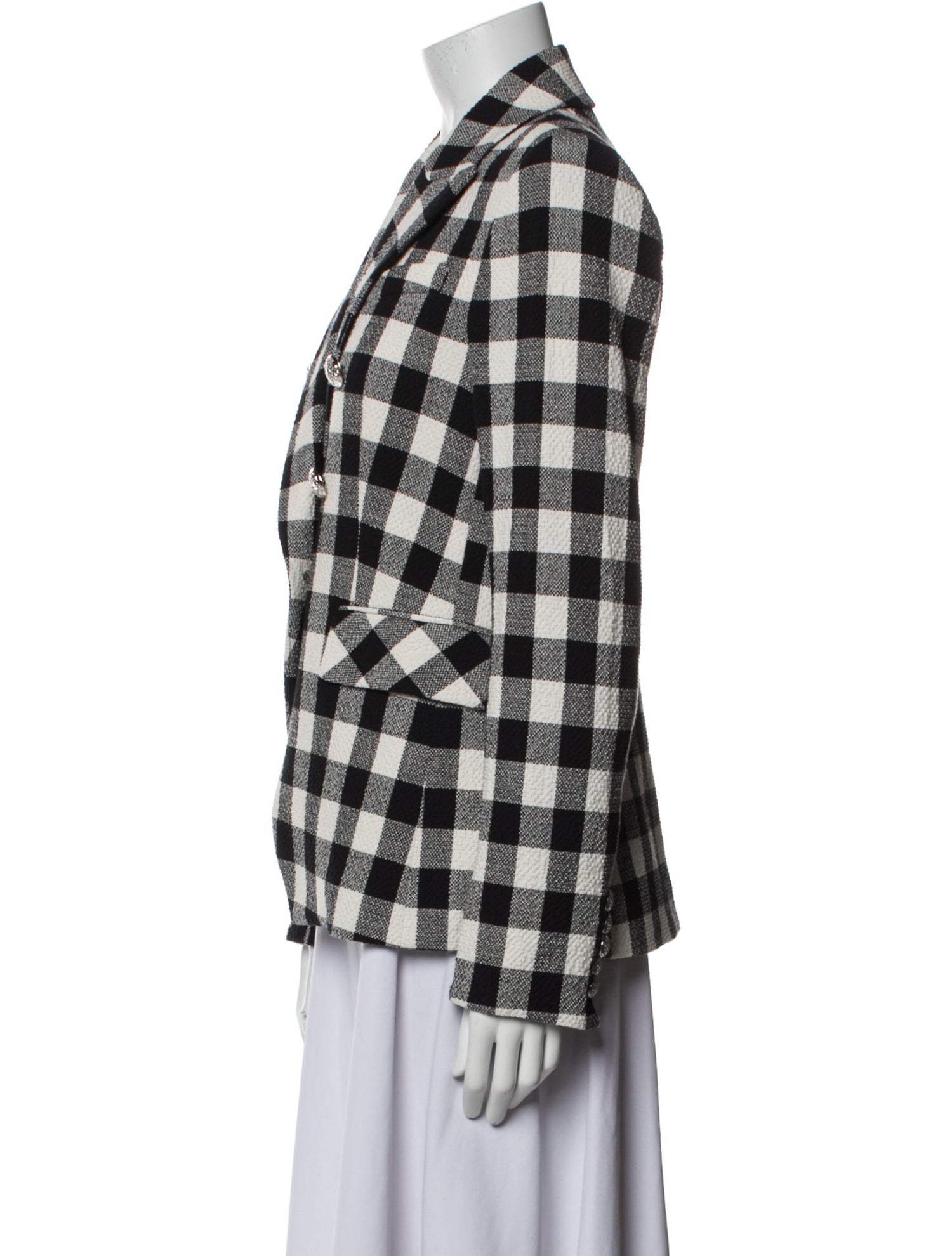 Veronica Beard Linen Plaid Print Blazer
